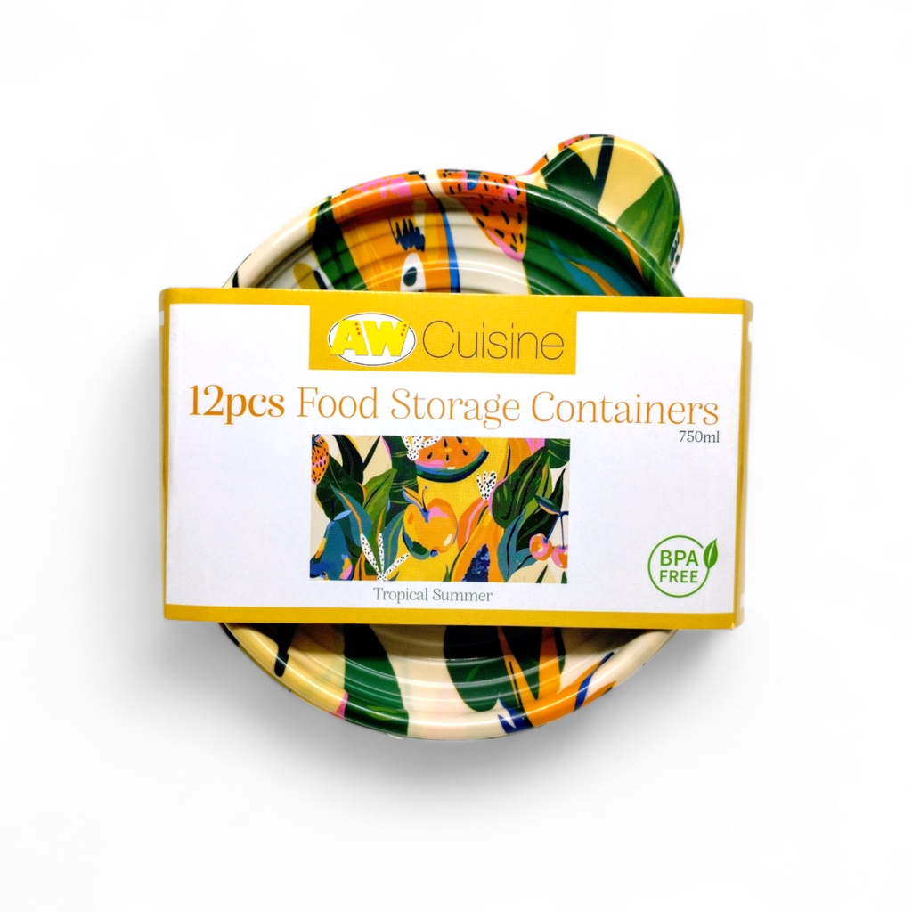 Contenedores Plásticos Redondos y Tapas Impresas (12pcs)