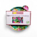 Round Plastic Containers with Printed Lids (12pcs)