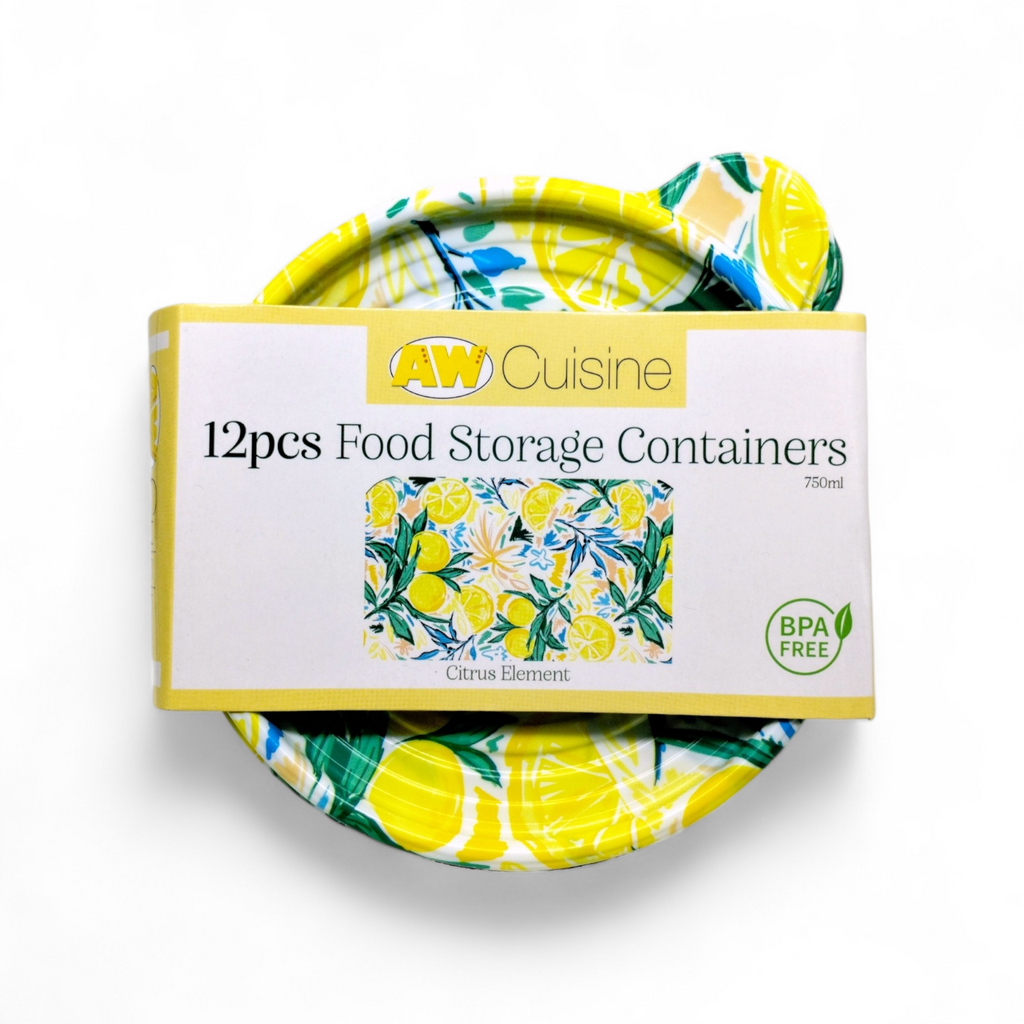 Contenedores Plásticos Redondos y Tapas Impresas (12pcs)
