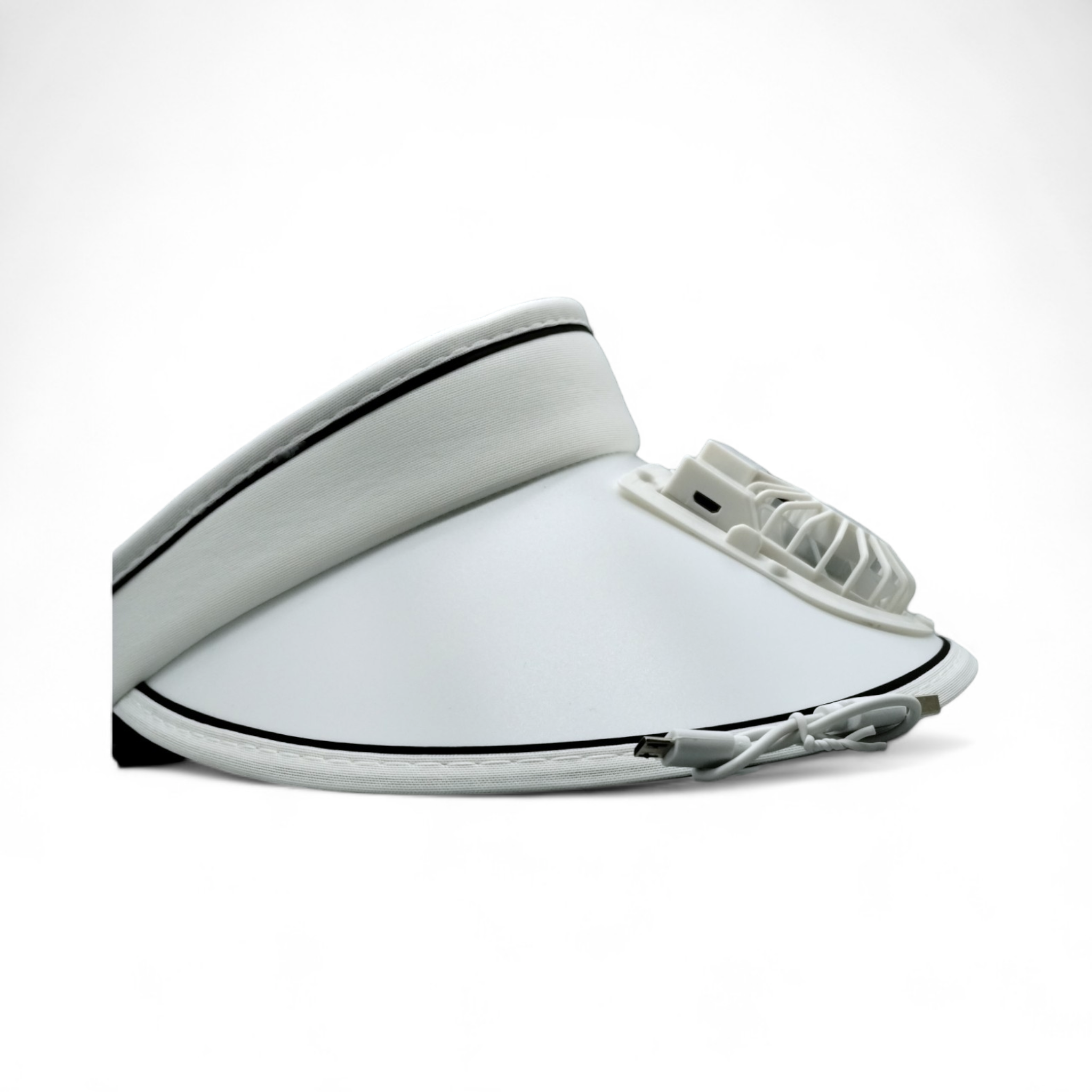 Wide Brim Hat with Integrated Small Fan