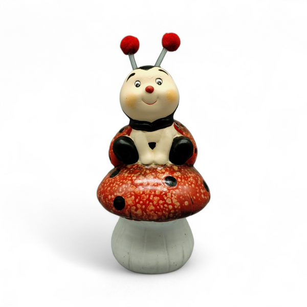 Small Ceramic Figurines - Ladybug on Mushroom *NO SHIPPING BY MAIL*