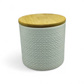 Canister pequeño de Cerámica con Tapa de Bambú (3.9" × 3.5") *NO ENVIOS POR CORREO*