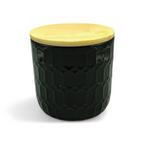 Canister pequeño de Cerámica con Tapa de Bambú (3.9" × 3.5") *NO ENVIOS POR CORREO*