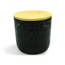 Small Ceramic Canister with Bamboo Lid (3.9" × 3.5") *NO SHIPPING BY MAIL*