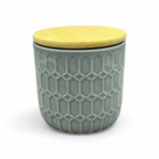 Canister pequeño de Cerámica con Tapa de Bambú (3.9" × 3.5") *NO ENVIOS POR CORREO*