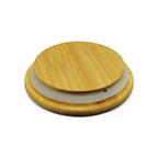 Canister pequeño de Cerámica con Tapa de Bambú (3.9" × 3.5") *NO ENVIOS POR CORREO*