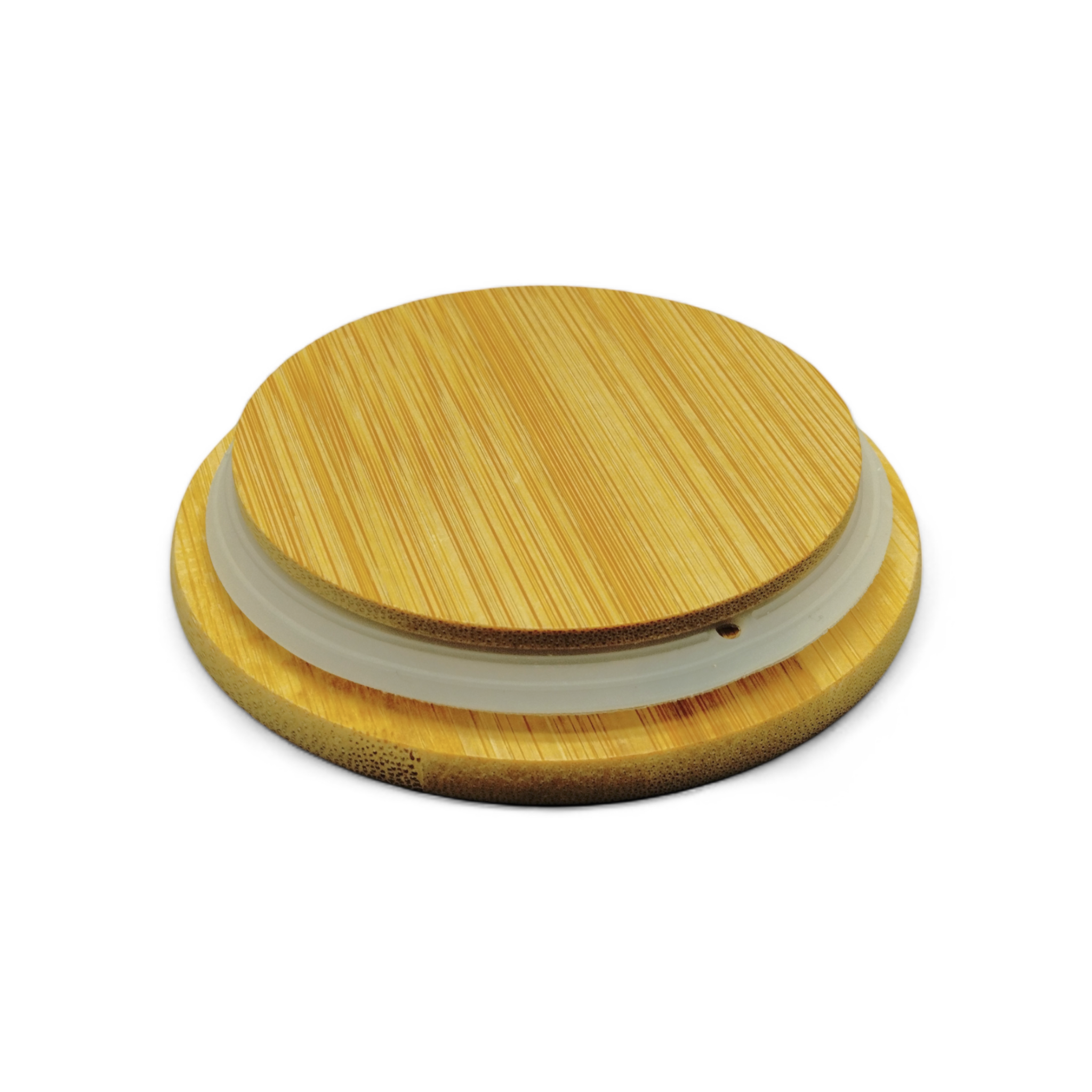 Canister pequeño de Cerámica con Tapa de Bambú (3.9" × 3.5") *NO ENVIOS POR CORREO*