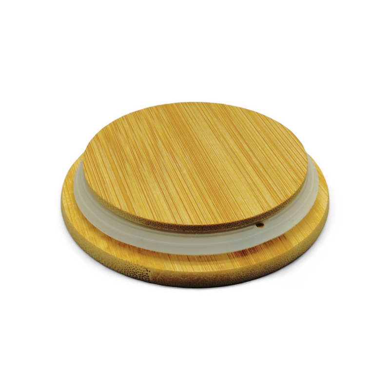 Canister pequeño de Cerámica con Tapa de Bambú (3.9" × 3.5") *NO ENVIOS POR CORREO*
