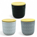 Small Ceramic Canister with Bamboo Lid (3.9" × 3.5") *NO SHIPPING BY MAIL*