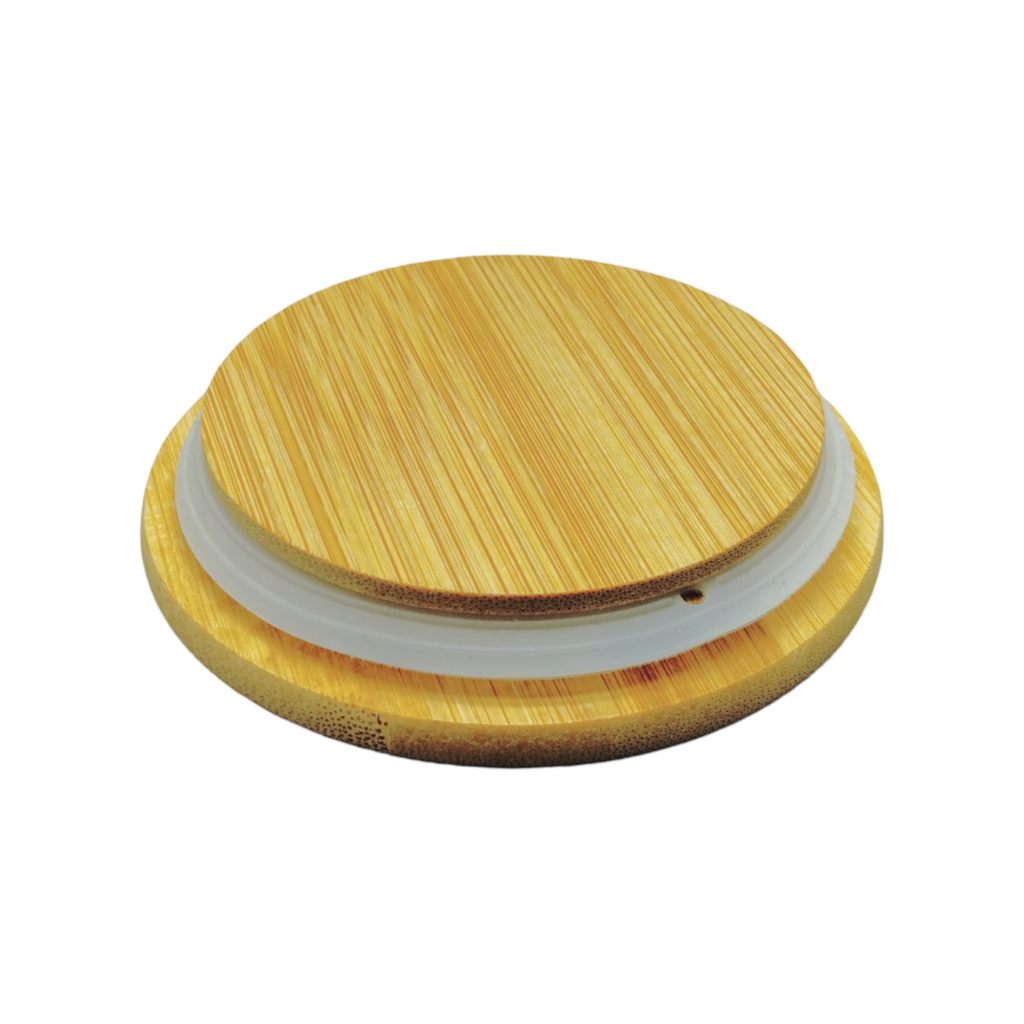 Canister pequeño de Cerámica con Tapa de Bambú (3.9" × 3.5") *NO ENVIOS POR CORREO*