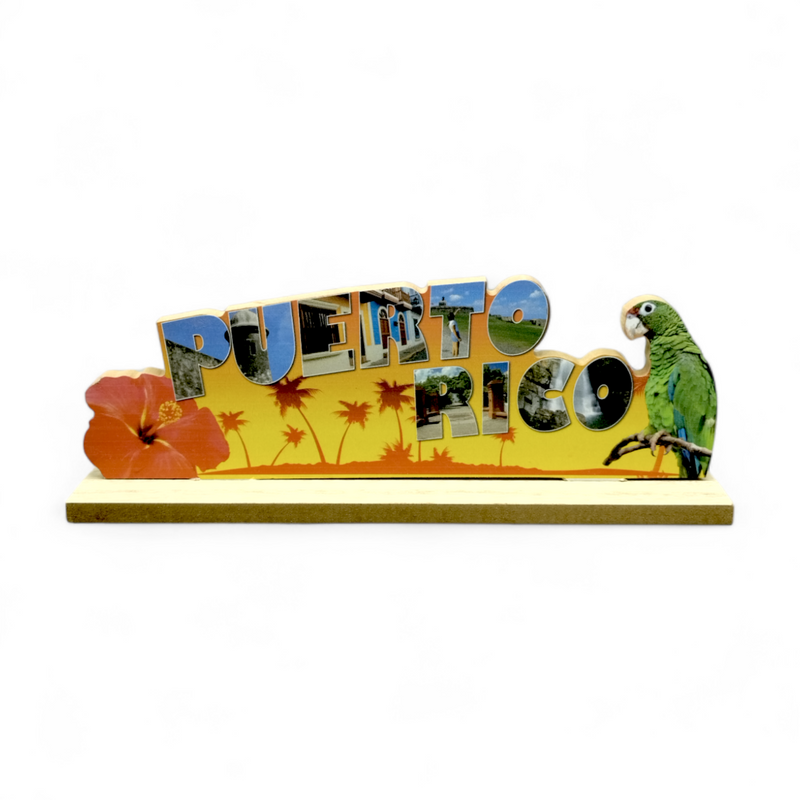 Puerto Rico Souvenirs - Wooden Plaque with Stand (9.2" × 2" × 3.1")
