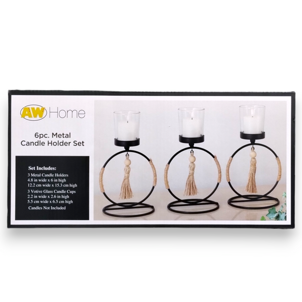 AW Home - Set de Portavelas de Metal de 6 piezas (Medidas en la Descripción)