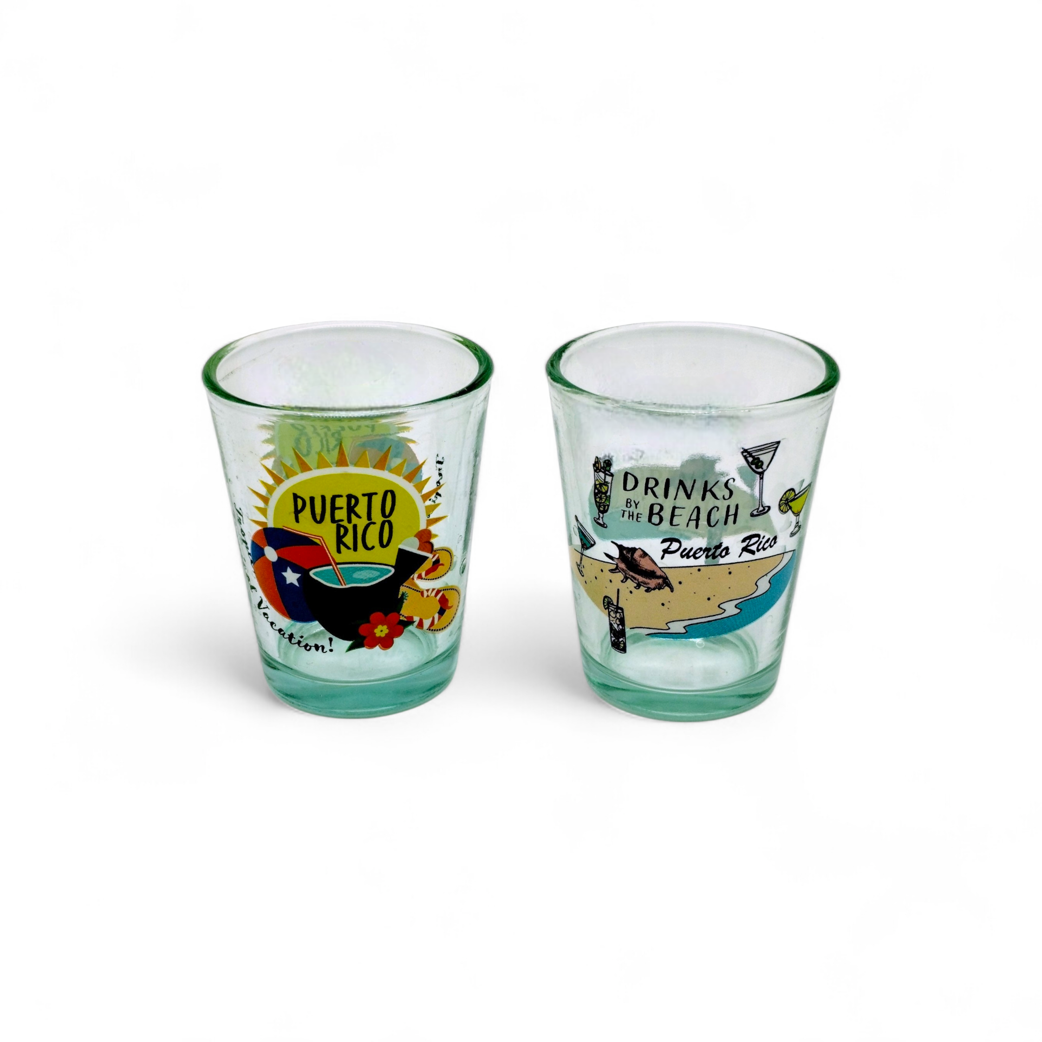 Puerto Rico Souvenirs - Shot Glasses 2pcs (Variety of styles to choose from)