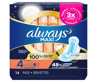 Always Maxi Overnight/Size 4 (16pads)