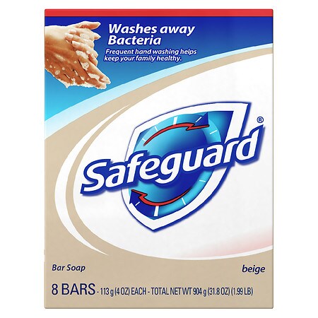 Safeguard Washes Away Bacteria Beige - 8 Soap Bars 31.8oz