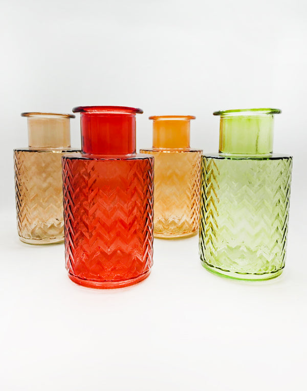 Otoño - jarrón alto decorativo de cristal  9"x4.50" (colores a escoger)