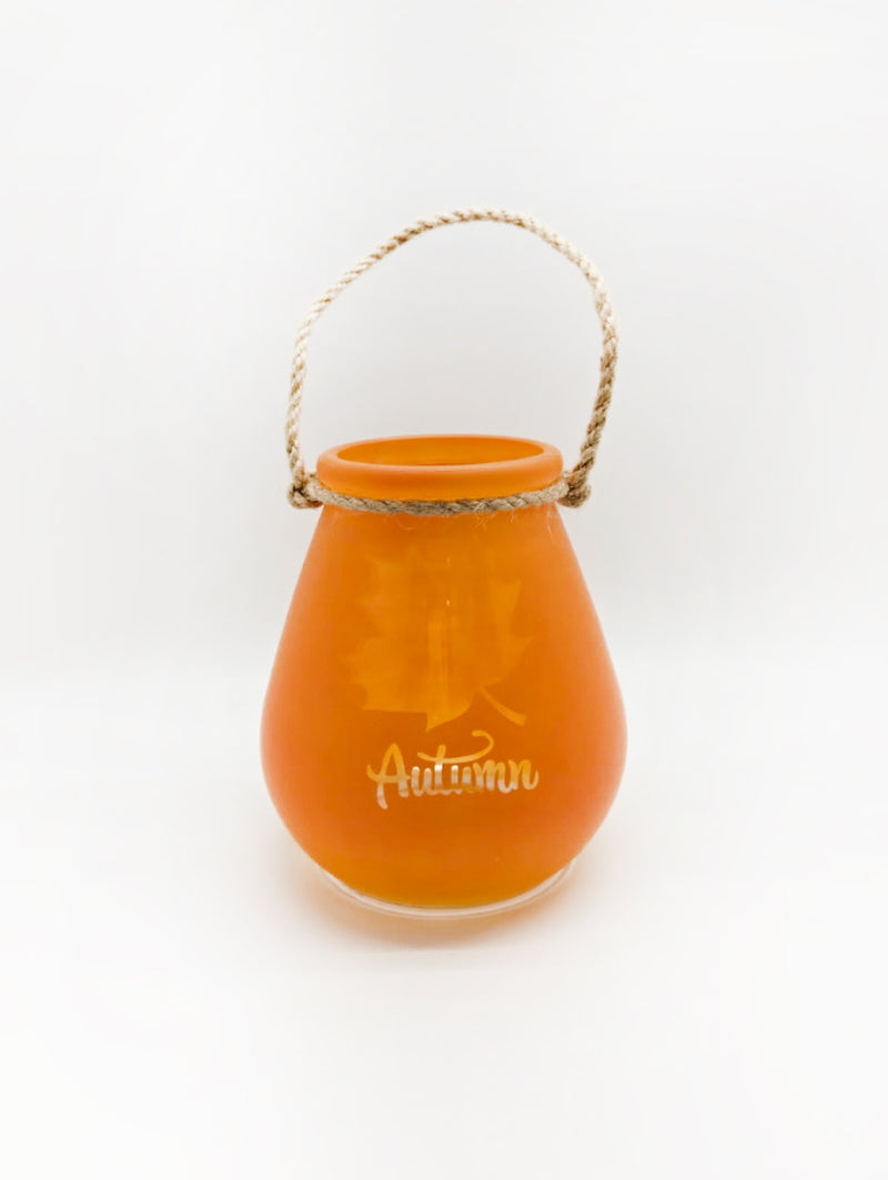 Otoño - Frasco de cristal con agarre de soga 5.50"x3.50" (colores a escoger)