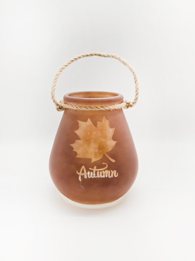 Otoño - Frasco de cristal con agarre de soga 5.50"x3.50" (colores a escoger)