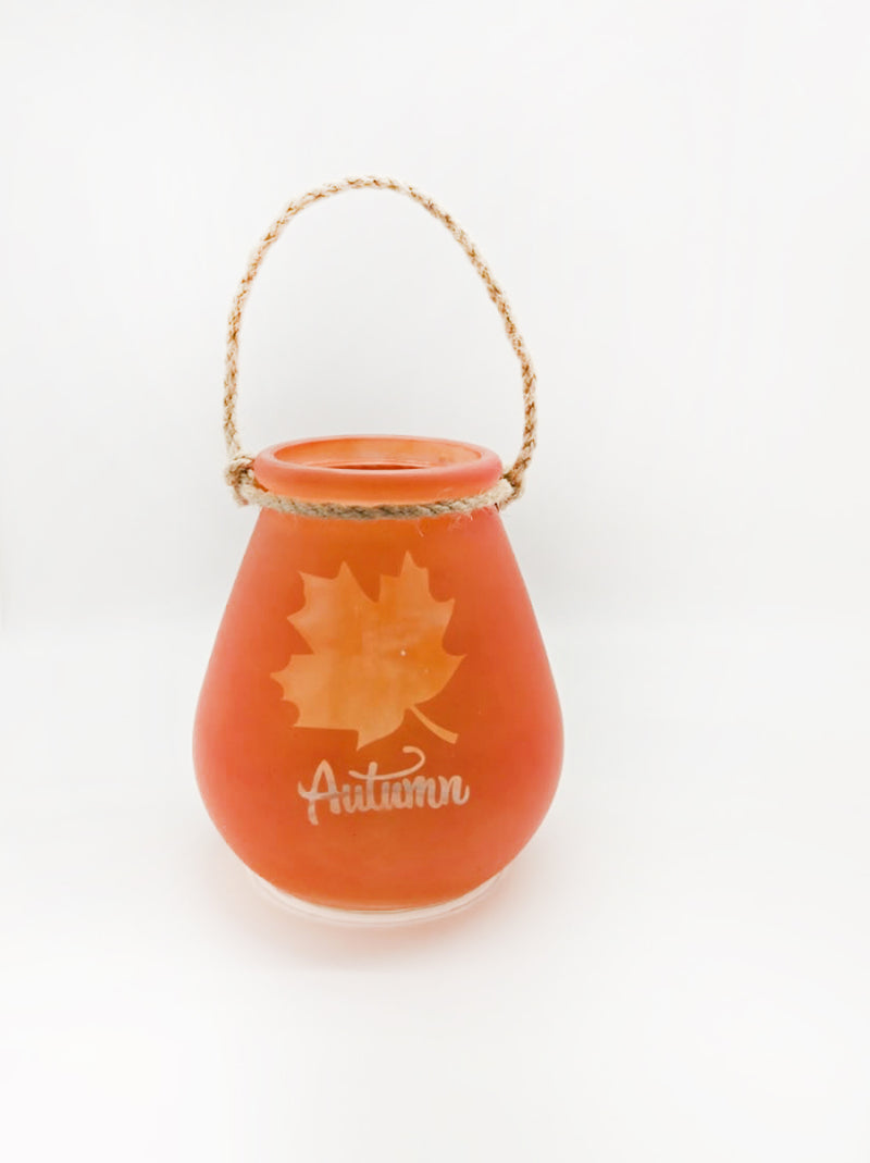 Otoño - Frasco de cristal con agarre de soga 5.50"x3.50" (colores a escoger)
