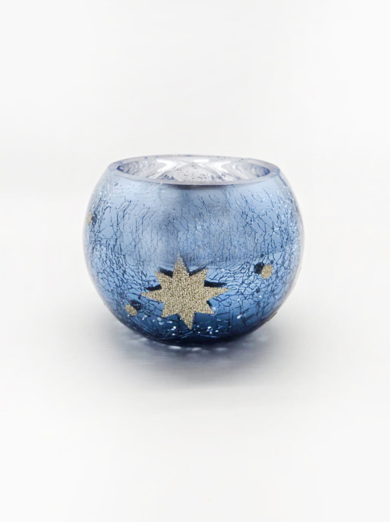 Otoño - envase decorativo lunas y estrellas de cristal para vela 3.50"x3.50"