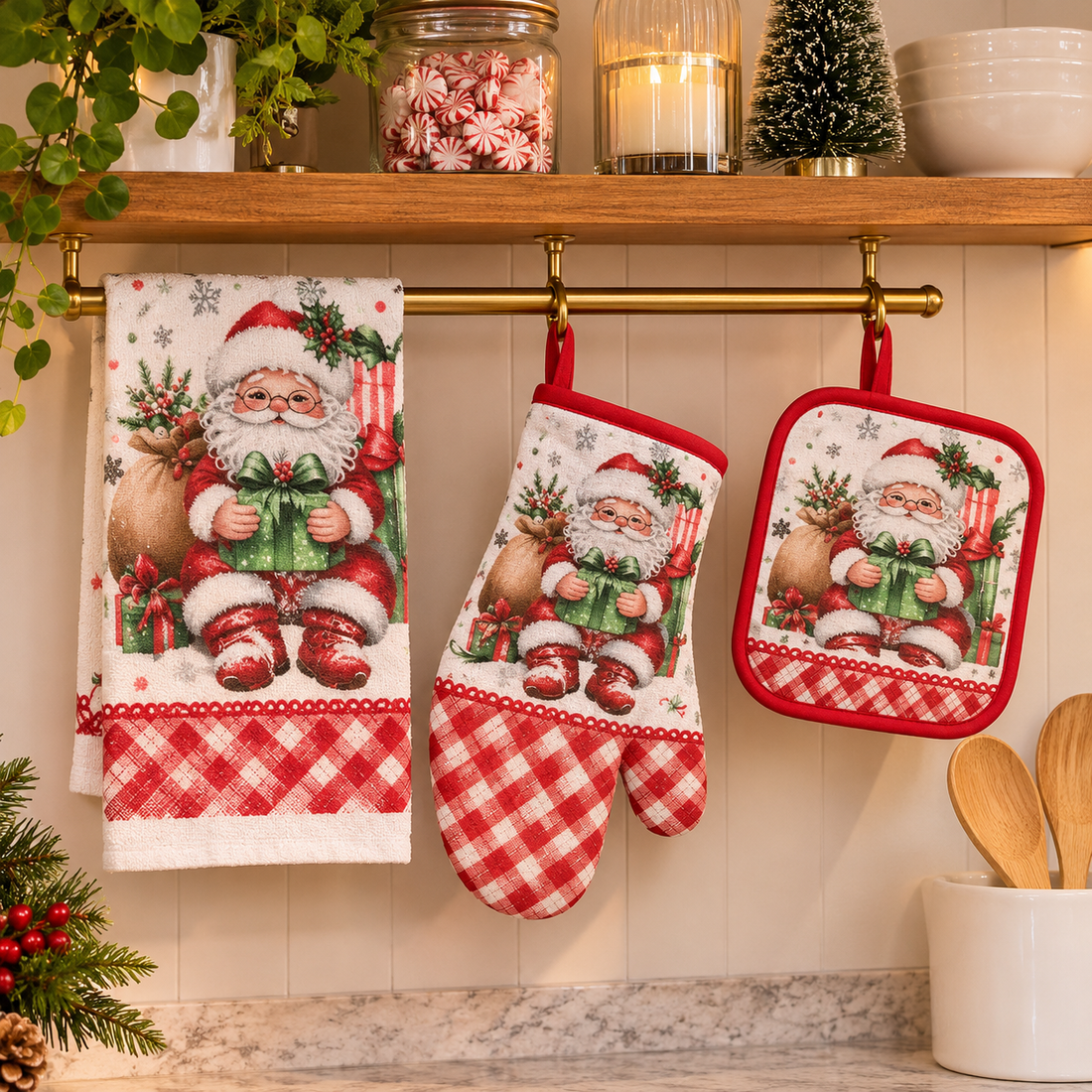 Toalla, Guante y Agarradera | Estilo: Santa Claus