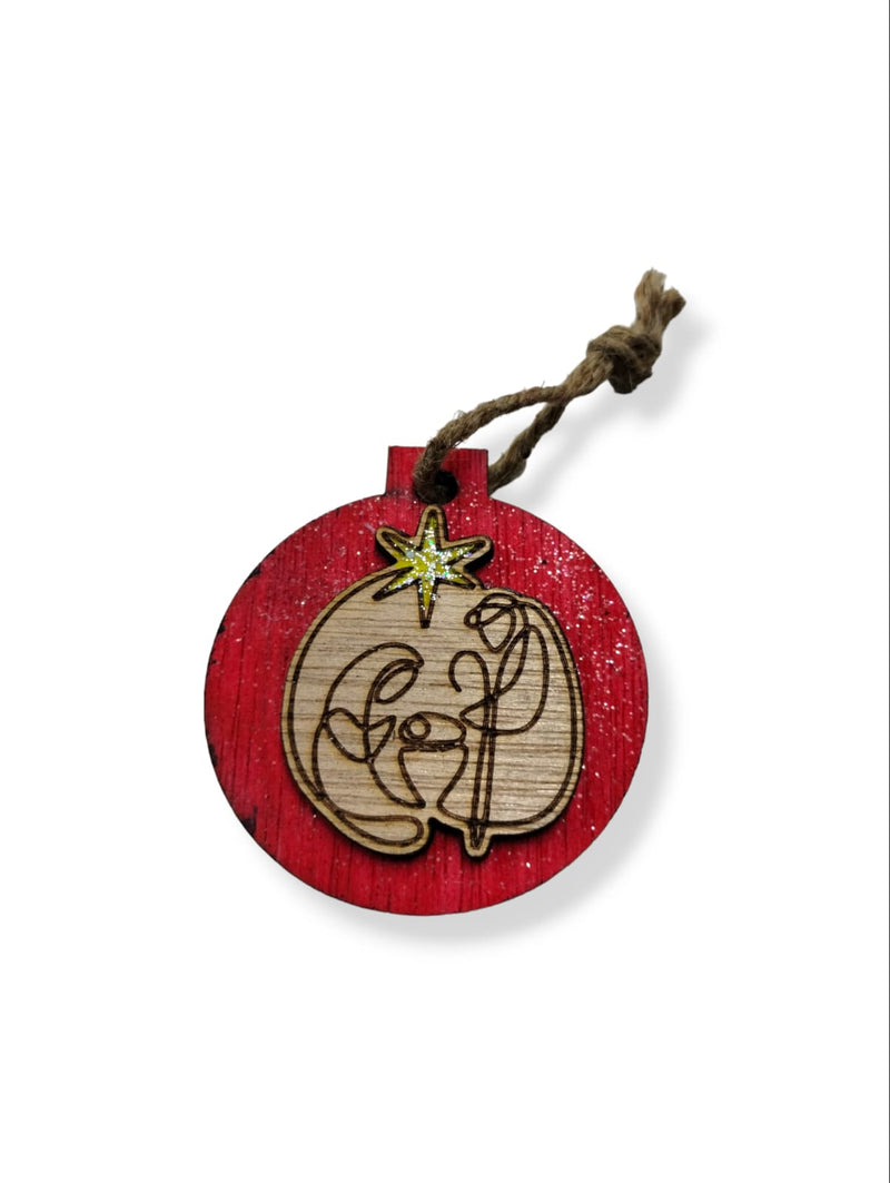 Artesanía en Madera - Ornamentos Redondos Nacimiento