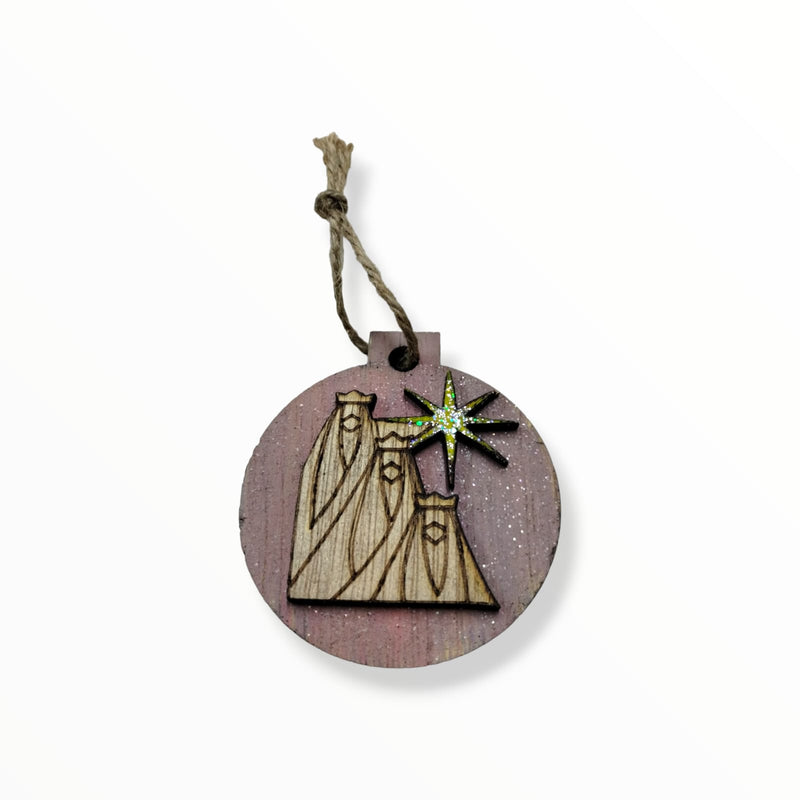 Artesanía en Madera - Ornamentos Redondos Tres Reyes Magos