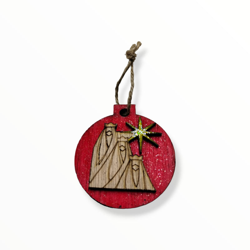 Artesanía en Madera - Ornamentos Redondos Tres Reyes Magos