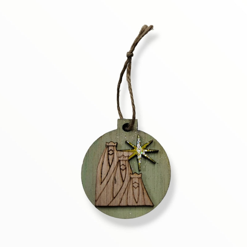 Artesanía en Madera - Ornamentos Redondos Tres Reyes Magos