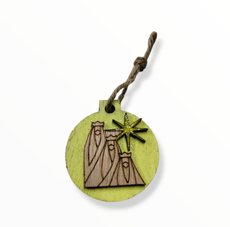 Artesanía en Madera - Ornamentos Redondos Tres Reyes Magos