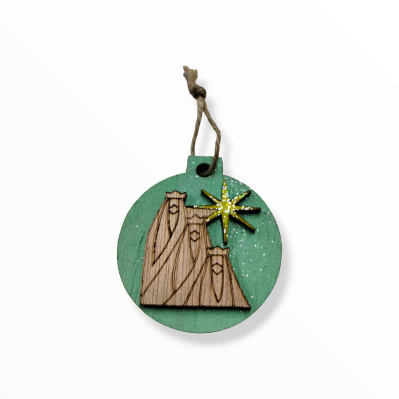 Artesanía en Madera - Ornamentos Redondos Tres Reyes Magos