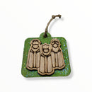 Artesanía en Madera - Ornamentos Tres Reyes Magos (de frente) 3'' aprox.