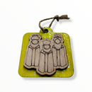 Artesanía en Madera - Ornamentos Tres Reyes Magos (de frente) 3'' aprox.