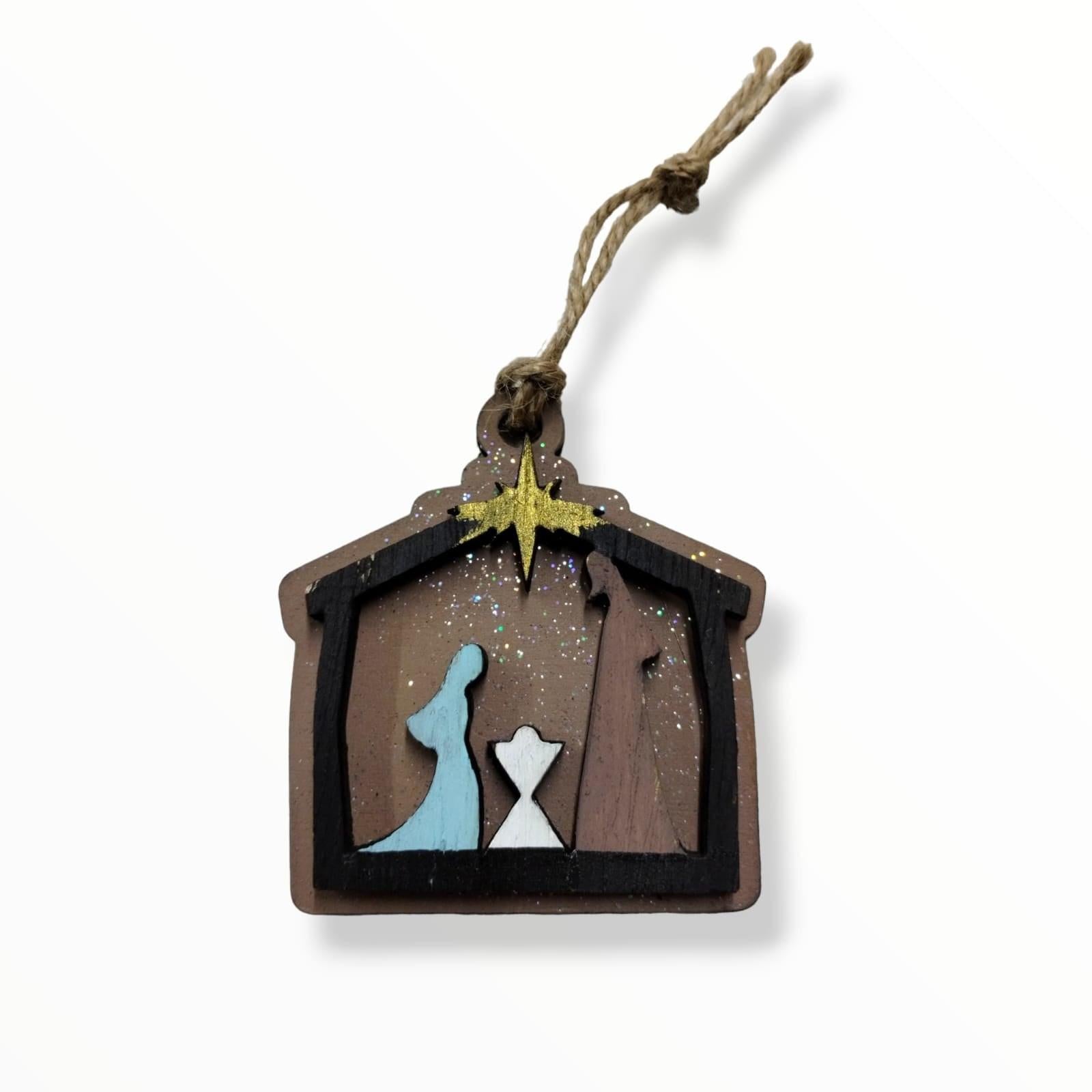Artesanía en Madera - Ornamentos Nacimiento Casita
