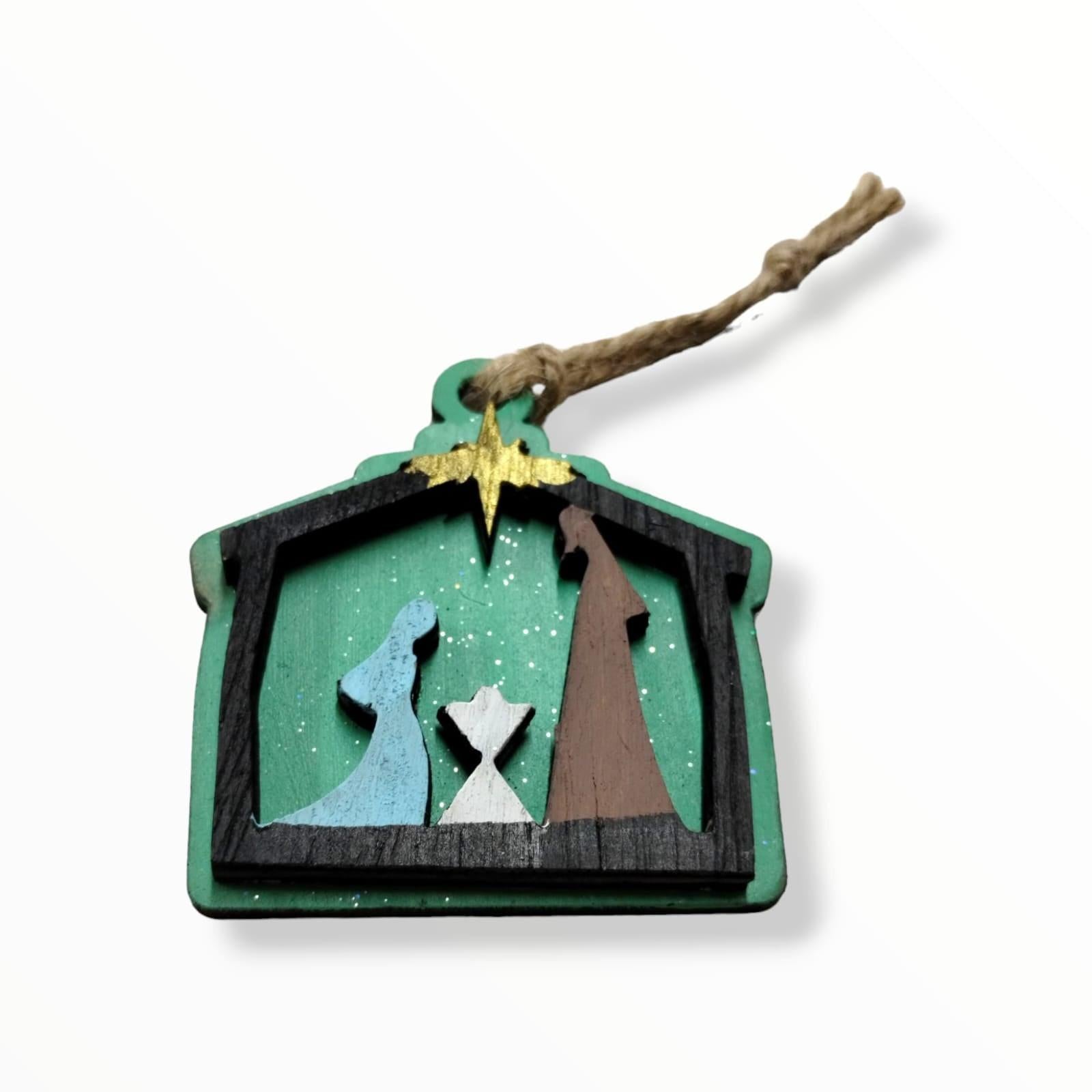 Artesanía en Madera - Ornamentos Nacimiento Casita