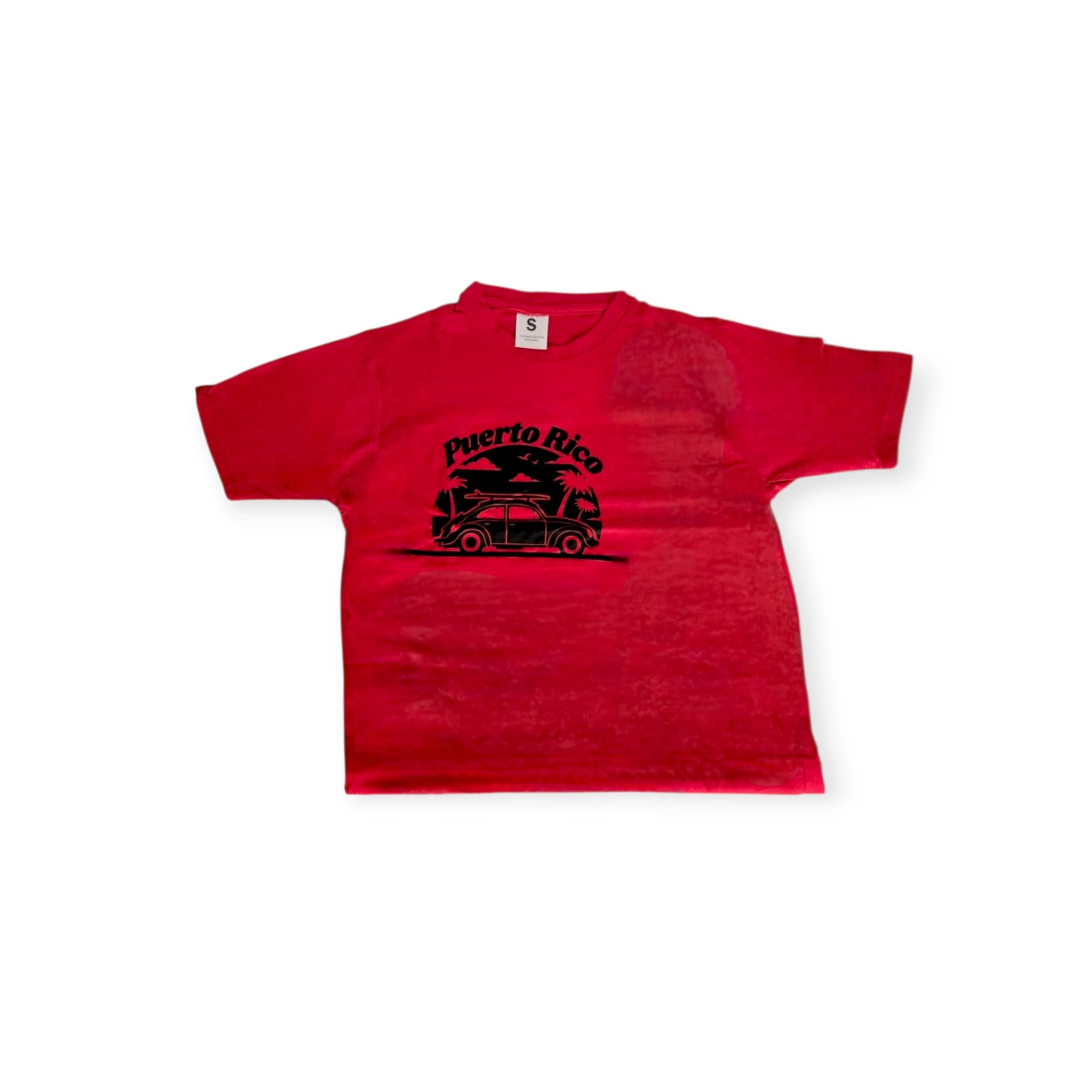 T-Shirts Roja con Estampado de Auto Negro - Size Adulto/Hombre