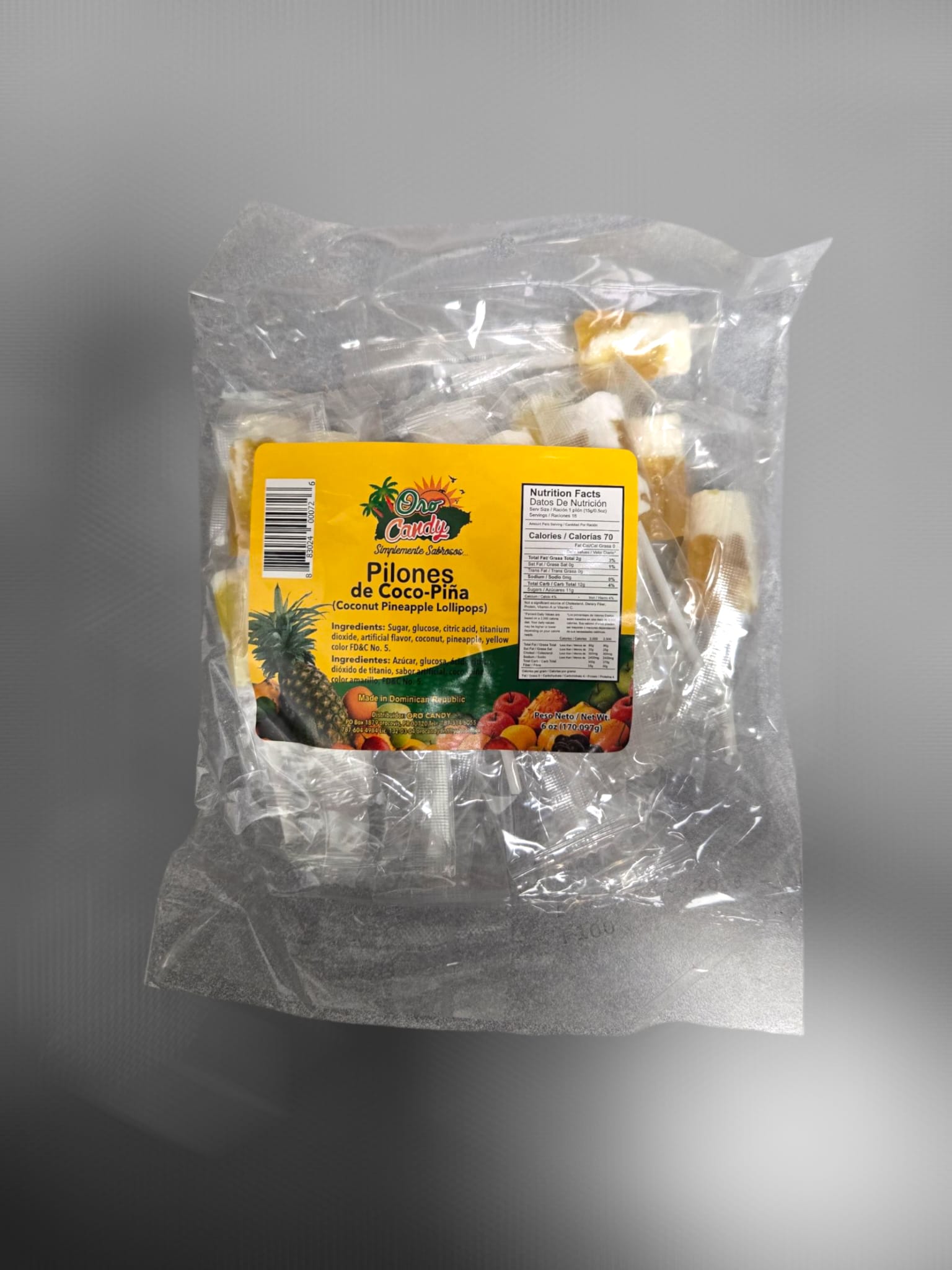 Oro Candy - Pilones de Coco Piña 6oz
