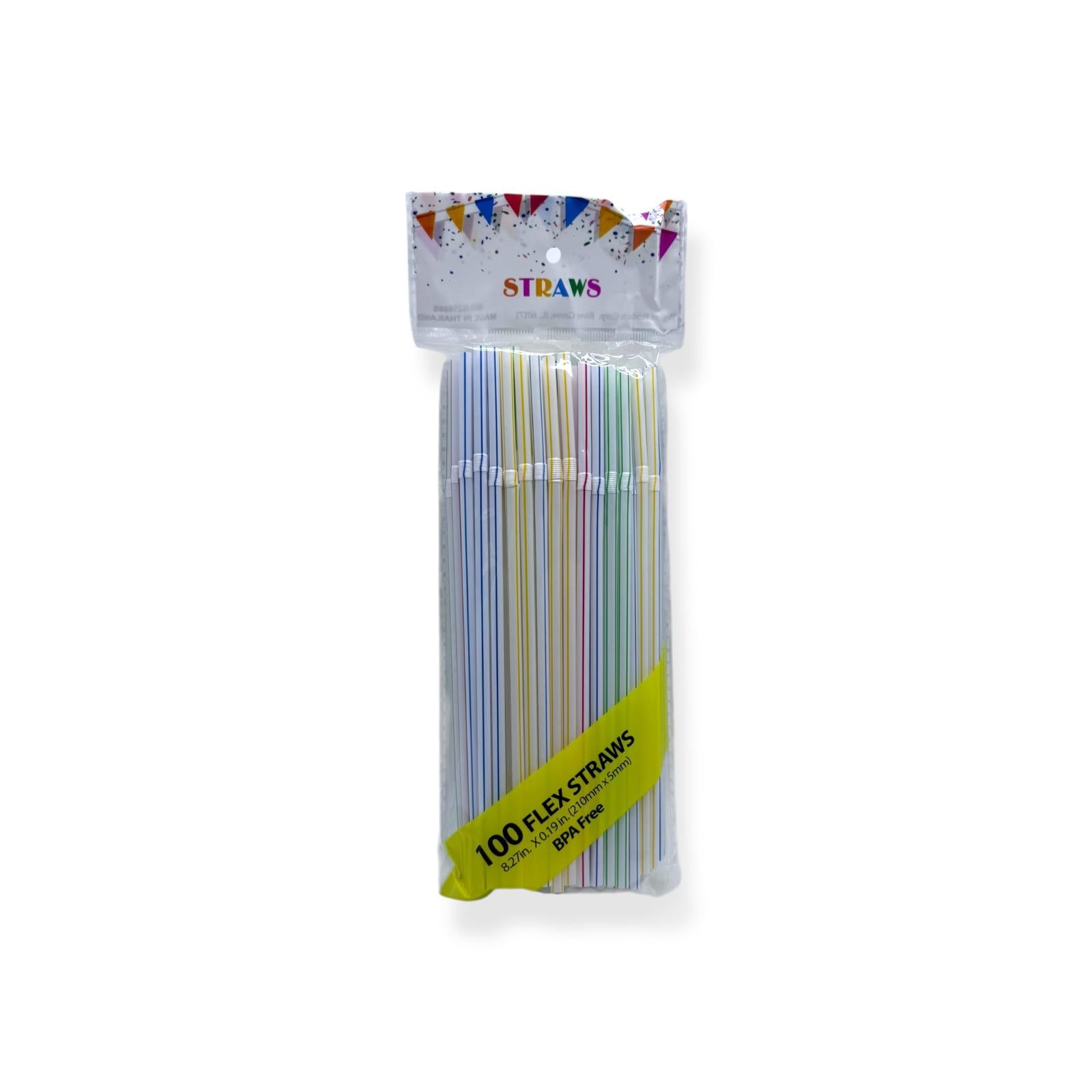100 Flex Straws (210mm x 5mm)