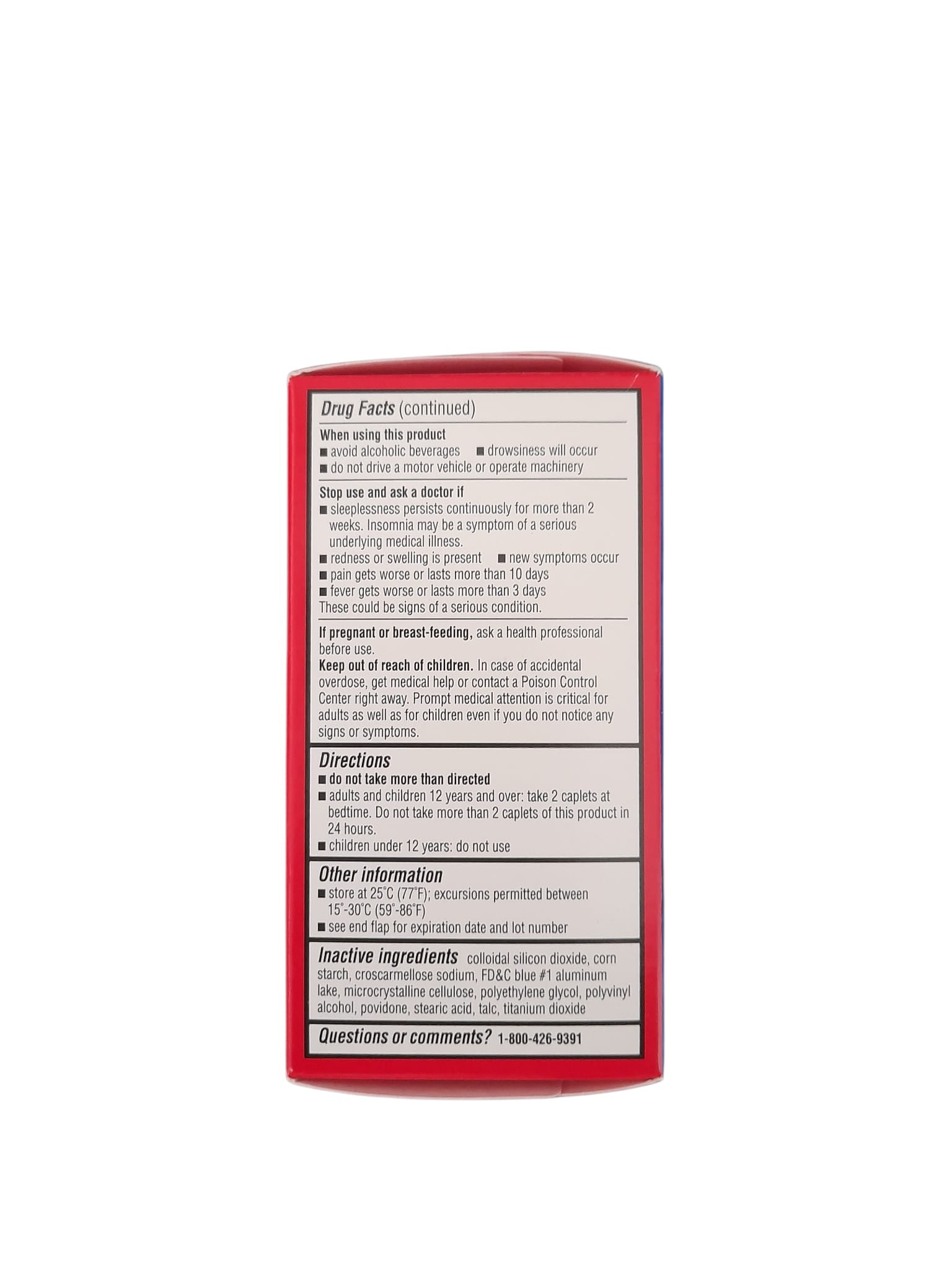 Extra Strength Pain Relief Acetaminophen PM - 100 Caplets, 500mg.