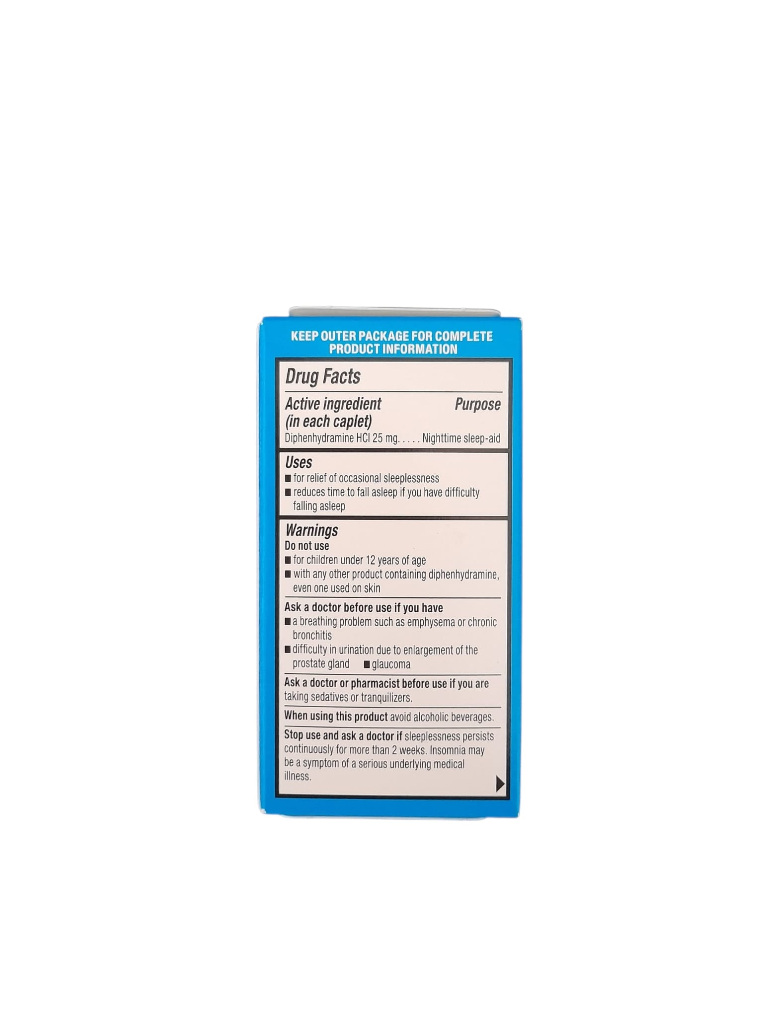 Nighttime Sleep Aid Diphenhydramine HCI 25 mg.