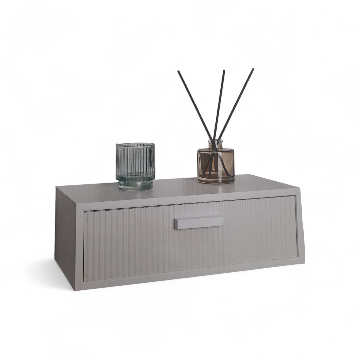 Repisa Minimalista Blanca con Gaveta.