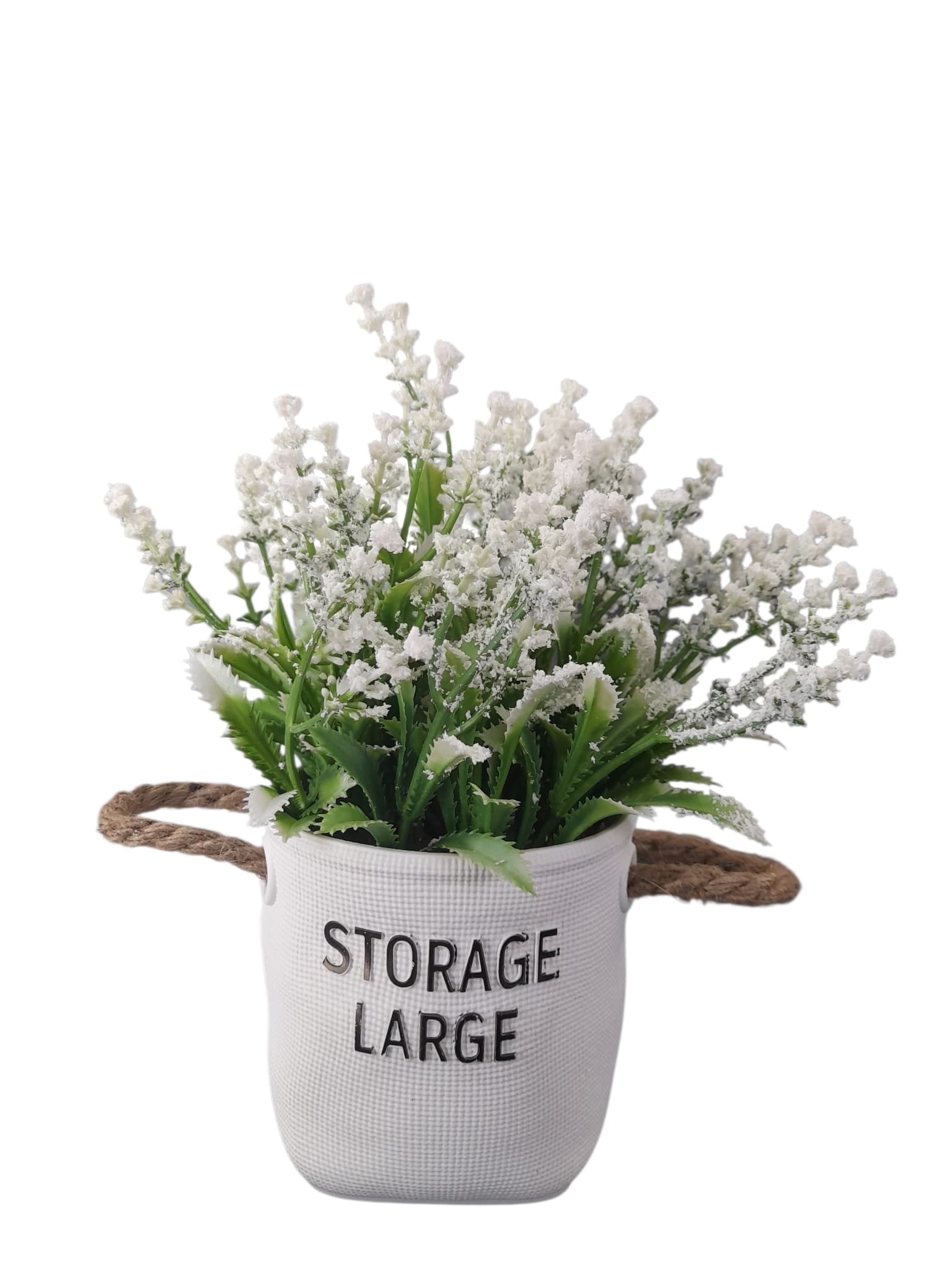 Flores Artificiales en Tiesto Decorativo Blanco.