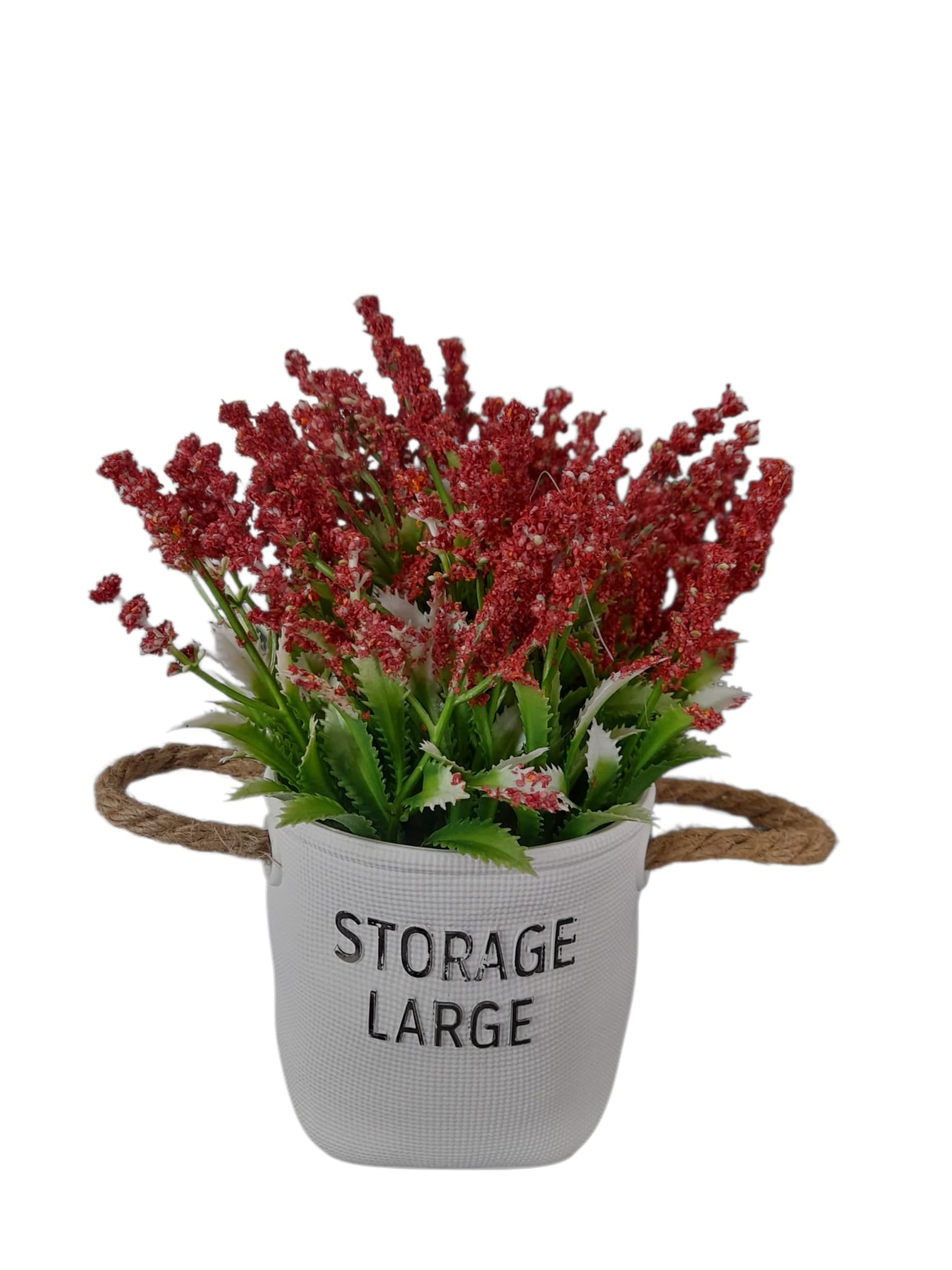 Flores Artificiales en Tiesto Decorativo Blanco.