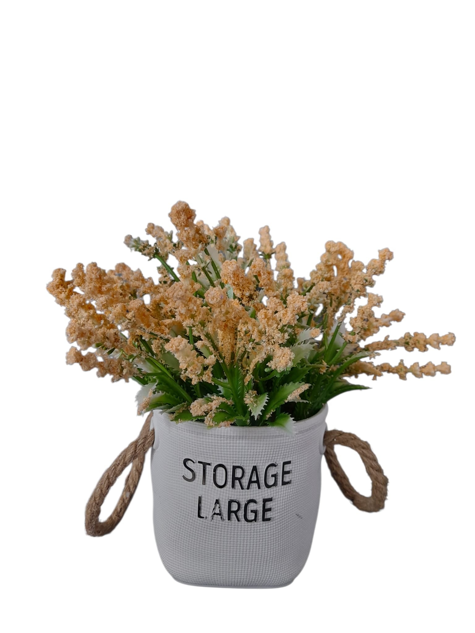 Flores Artificiales en Tiesto Decorativo Blanco.