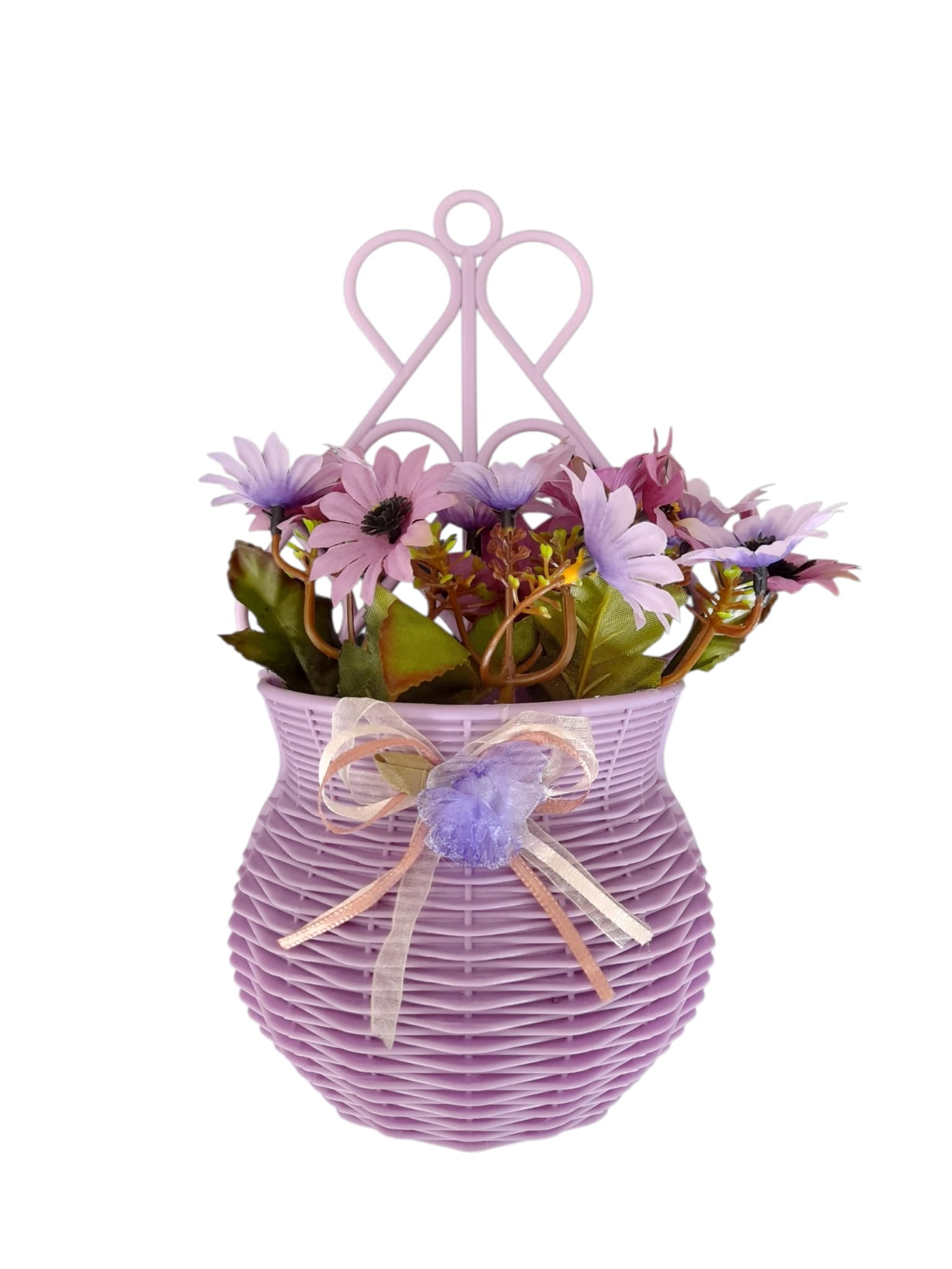 Flores Artificiales en Canasta Colgante para Pared.