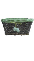 Canasta Trenzada Rectangular - Lazo con Tulipán Verde.