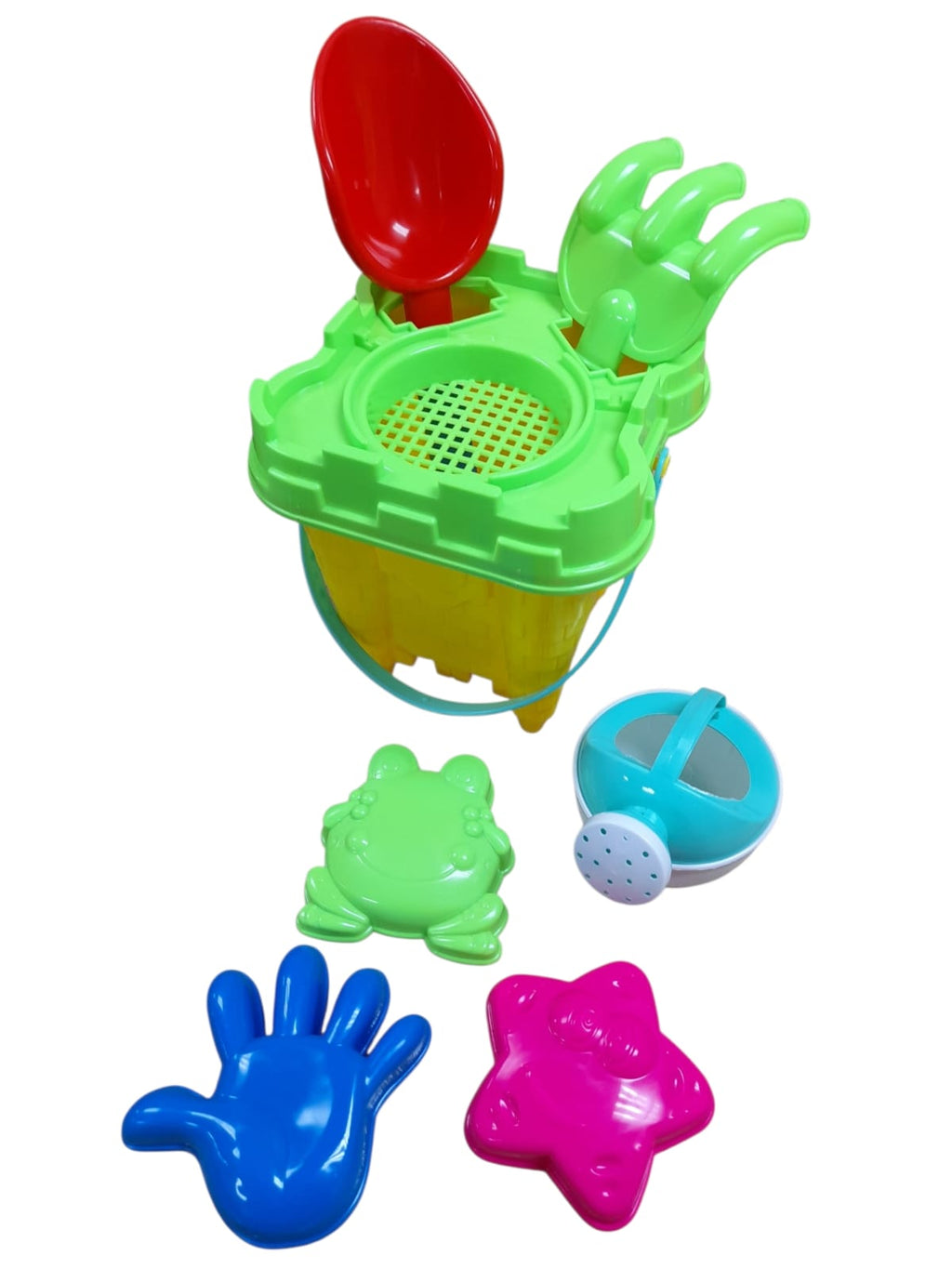 Cubo de Playa - Set con Palas, Moldes y Regadera.