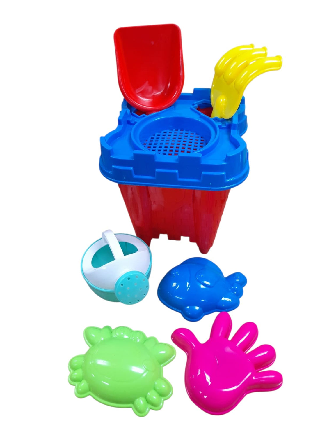 Cubo de Playa - Set con Palas, Moldes y Regadera.