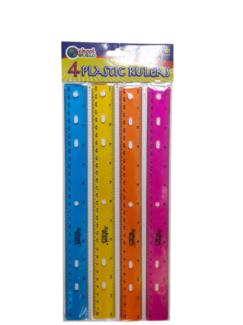 Set de 4 Reglas de Plástico de Colores