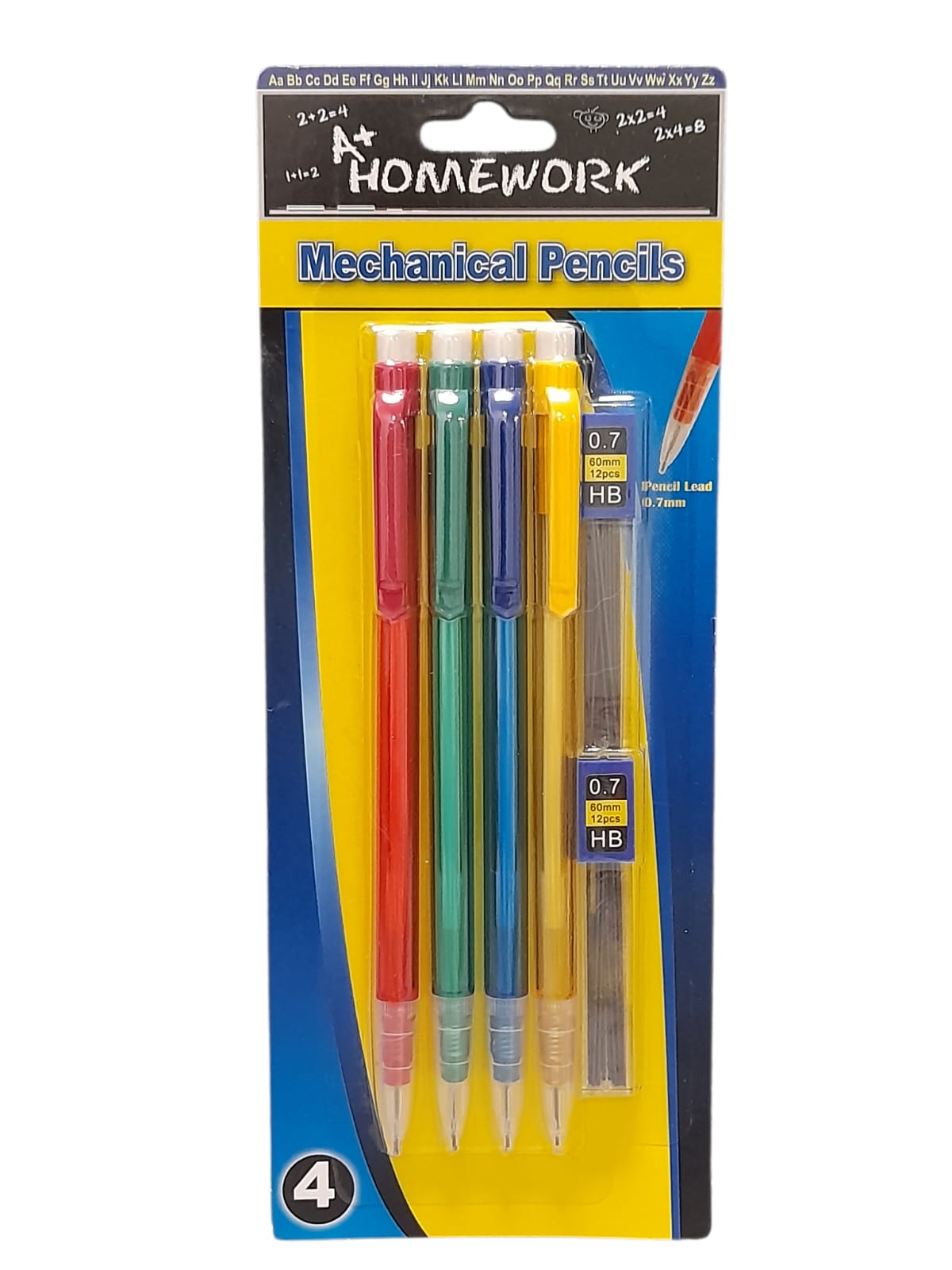 A+ Homework - Set de 4 Lapices Mecanicos con 2 repuestos de minas (refills)